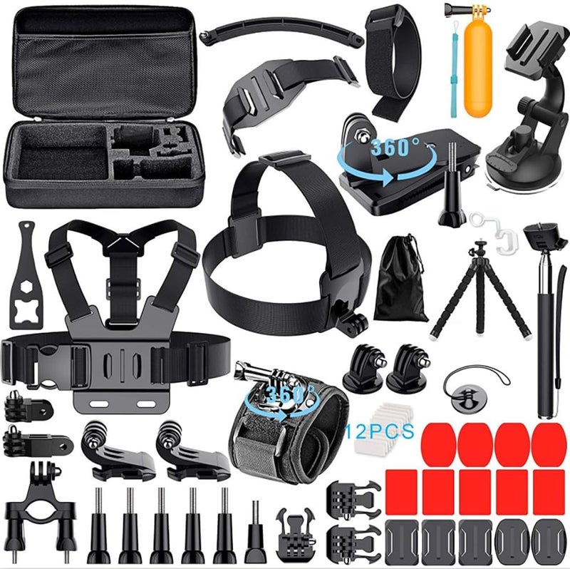 Reflex Camera 59-in-1 Action Camera Accessories Kit Compatible with GoPro Hero 13, 9-12, DJI Osmo Action 2, 3, 4, Pro 5, Insta360 Ace Pro/Ace Pro 2 Akaso and Other Sports Cameras & Durable Case - Image 1